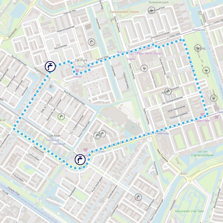 Kaartje hardloop- en wandelroute Amsterdam Nieuw-West 1