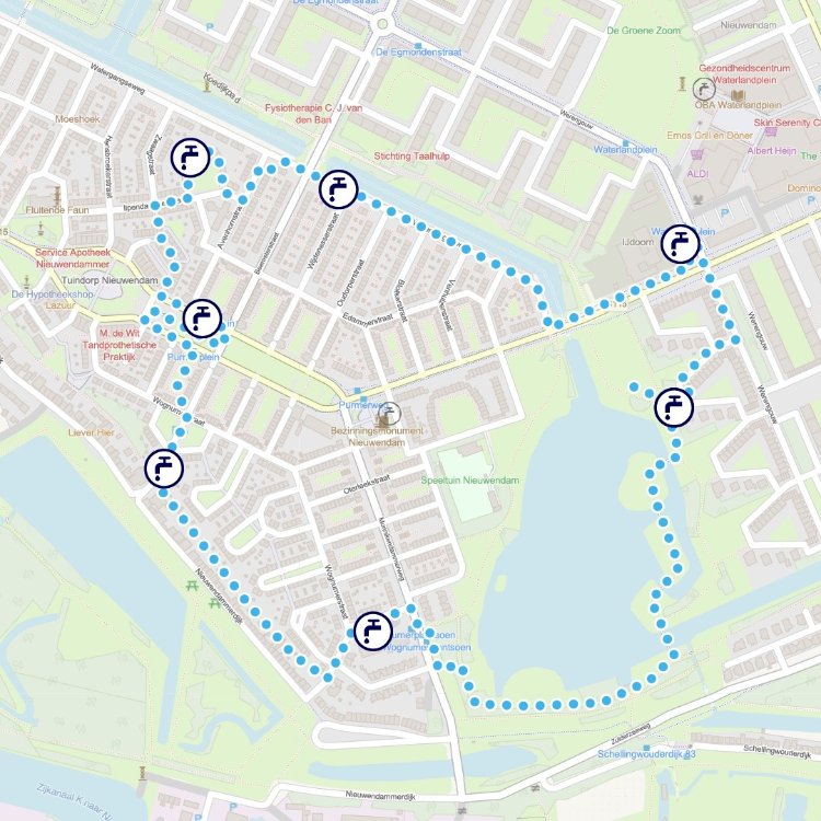 Kaartje hardloop- en wandelroute Amsterdam Noord 3