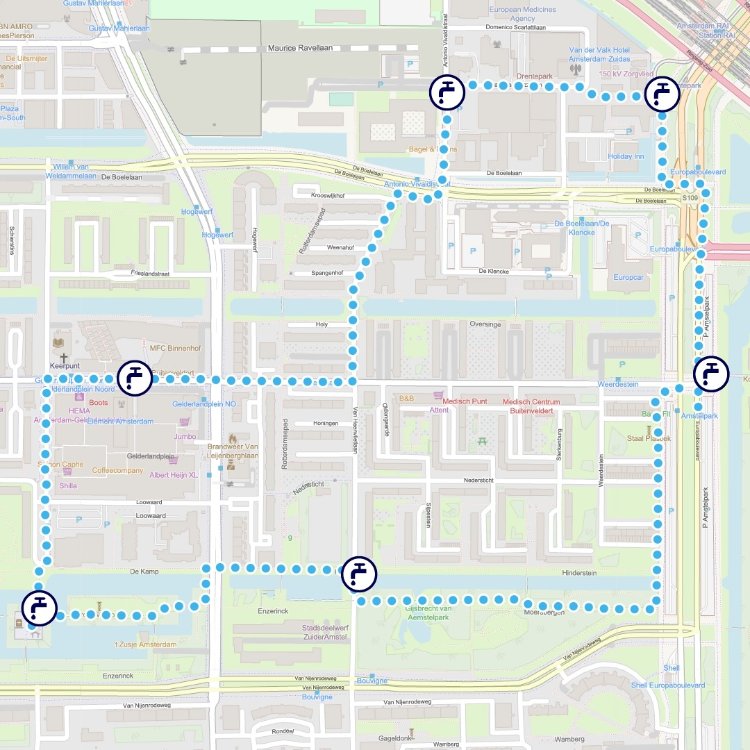 Kaartje hardloop- en wandelroute Amsterdam Zuid 4