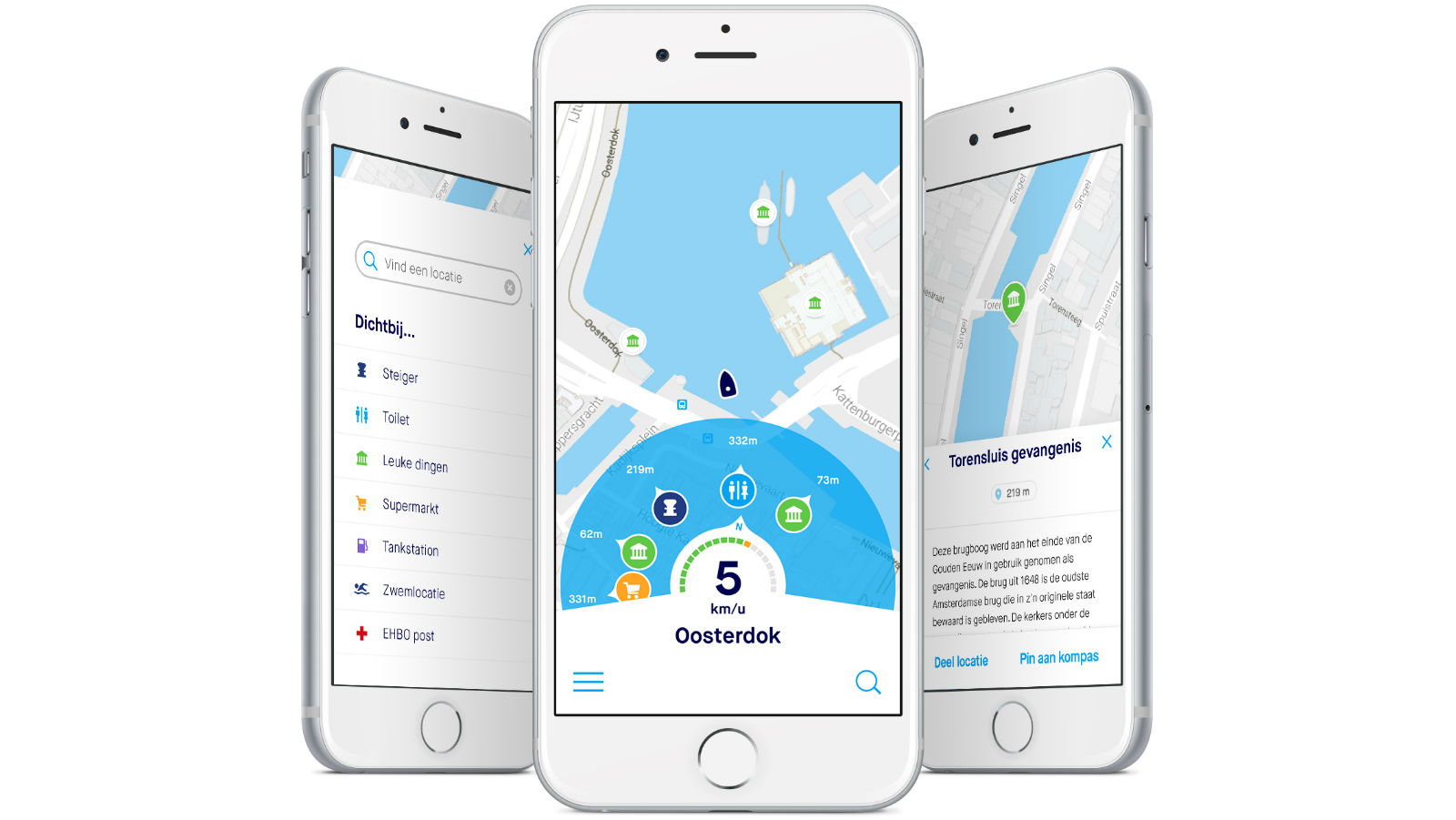 Voorbeeld van de app Vaarwater op een iPhone